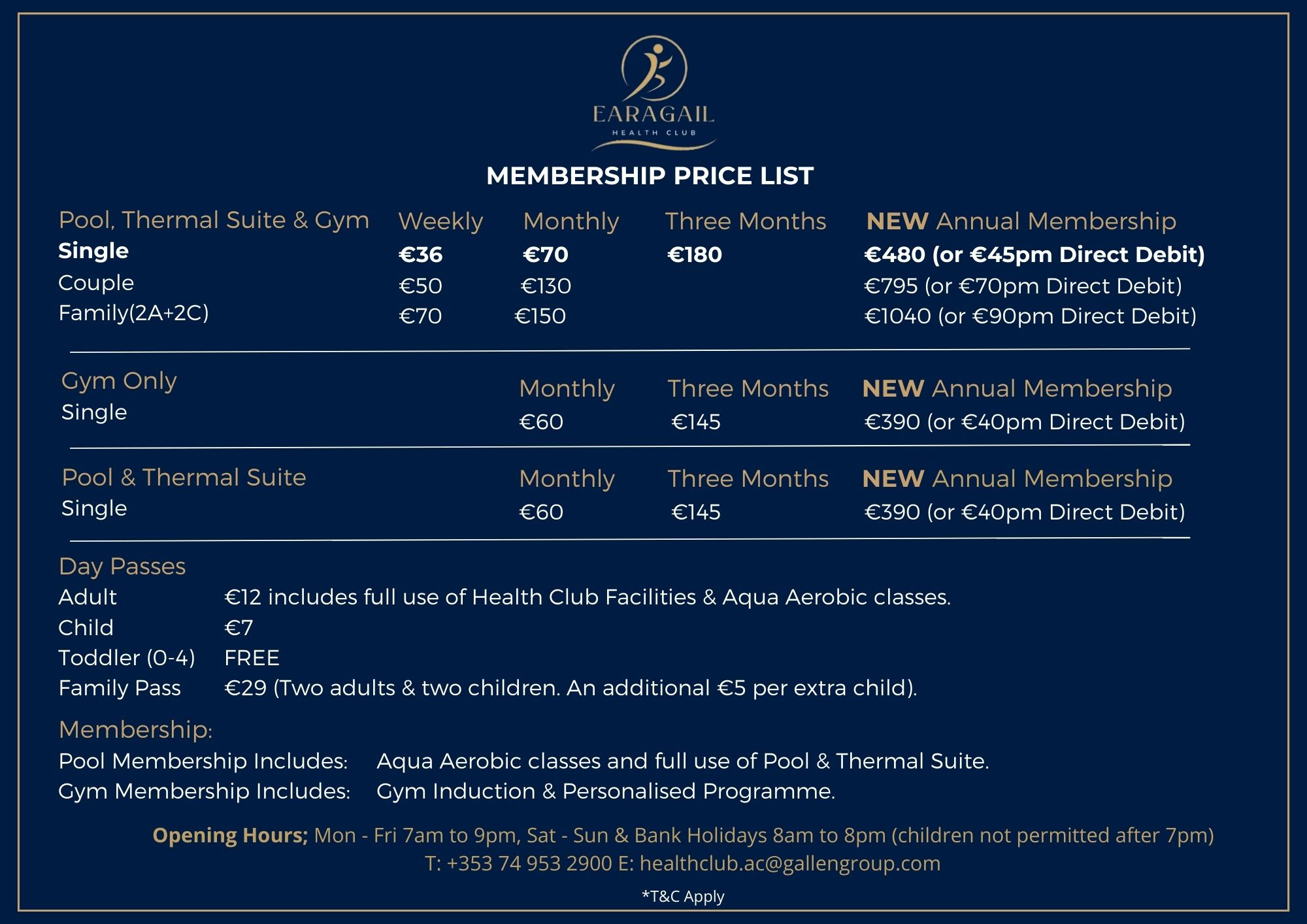 2024 membership price list